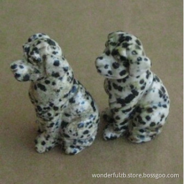 natural gemstone dalmatian jasper animal dog carvings